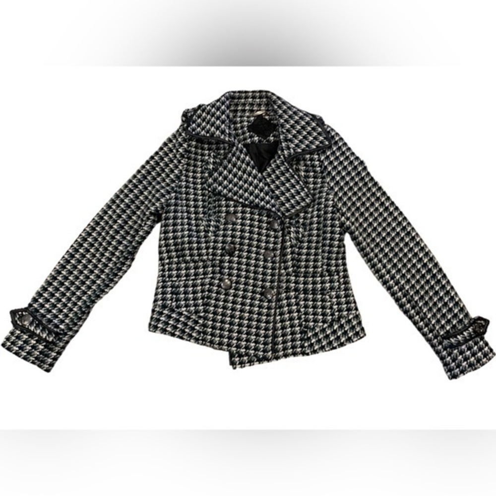 Jou Jou Houndstooth Pea Coat Jacket Size Medium